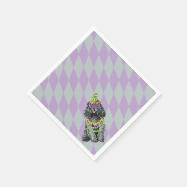 Mardi Gras Toy Poodle Serviette (Ecke)