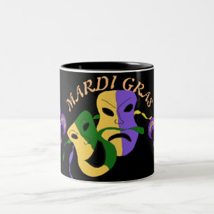 Mardi Gras Tragisch, Comic Maske farbenfroh Zweifarbige Tasse