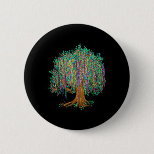 Mardi Gras Tree Beads New Orleans 2025 Wasserfarbe Button