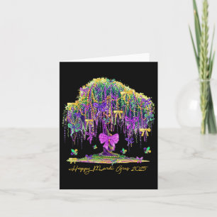 Mardi Gras Tree Beads New Orleans 2025 Wasserfarbe Karte