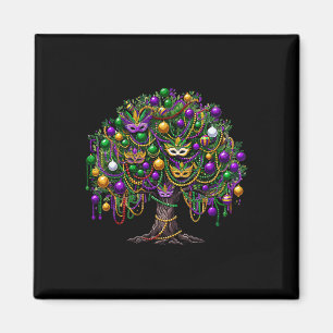 Mardi Gras Tree Beads New Orleans Festival Moon an Magnet
