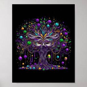 Mardi Gras Tree Beads New Orleans Festival Moon an Poster