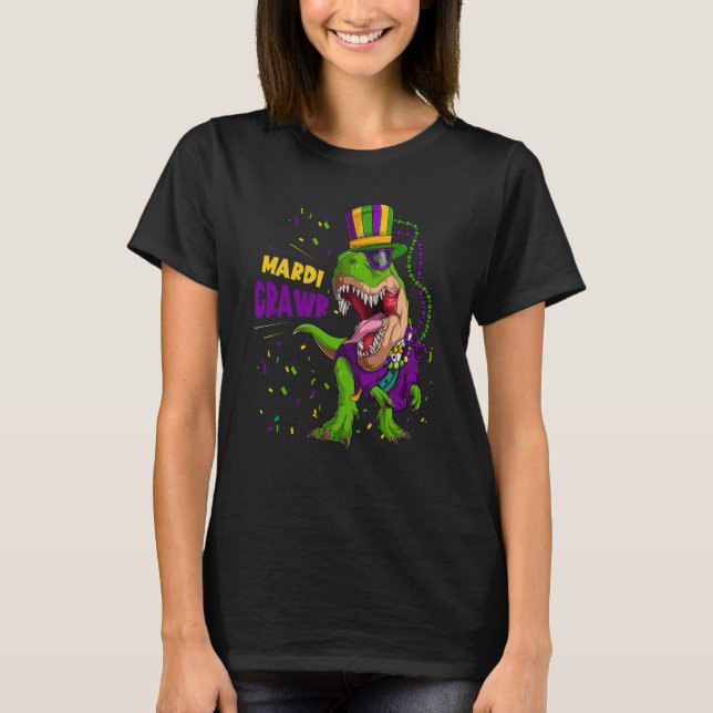 Mardi Gras Trex Dinosaur und Mardi Gras Mardi Graw T-Shirt (Vorderseite)