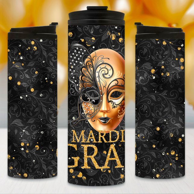 Mardi Gras Tumbler, Mardi Gras Butterfly Maske Thermosbecher (Von Creator hochgeladen)