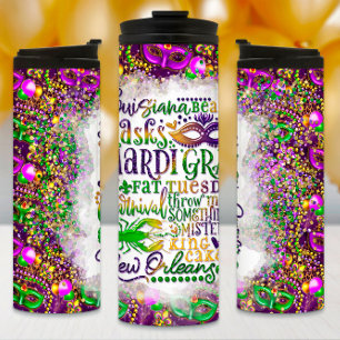 Mardi Gras Tumbler, Mardi Gras Words Thermosbecher