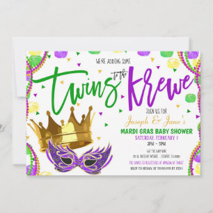 Mardi Gras Twins Kinderdusche Einladung