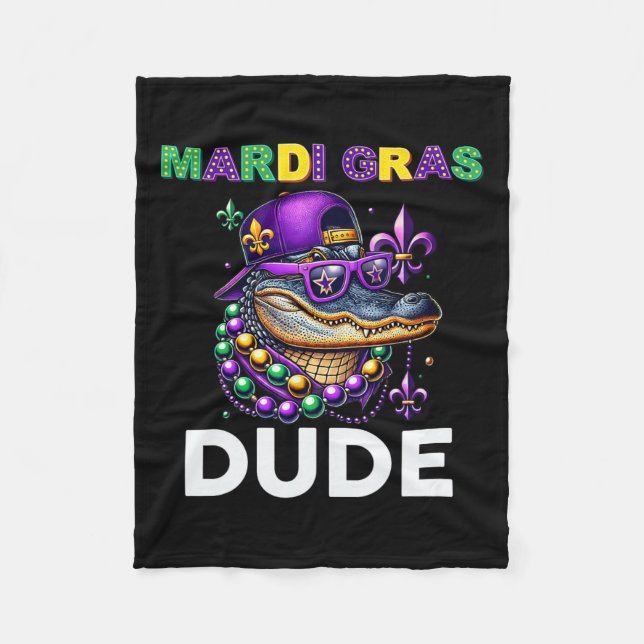 Mardi Gras Typ Alligator Mardigator Crocodile Kid Fleecedecke (Vorderseite)