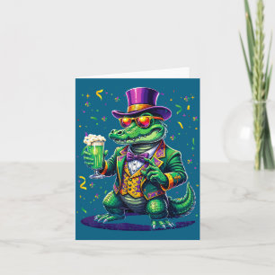 Mardi Gras Umzüge Mardigator Alligator Thema Tee Karte