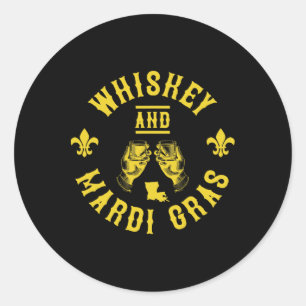 Mardi Gras und Whiskey Lustiges New Orleans Gesche Runder Aufkleber