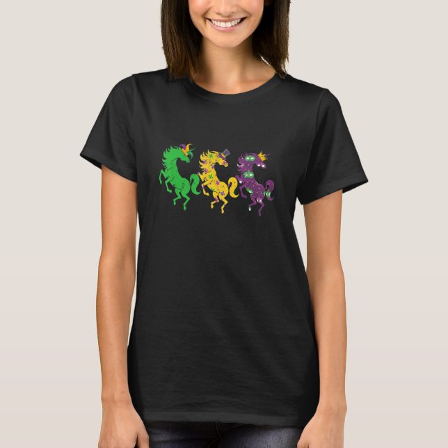 Mardi Gras Unicorn Beads Festival Tiere Jester H T-Shirt (Vorderseite)