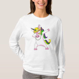 Mardi Gras Unicorn Dabbing Lila rosa Gelb T-Shirt