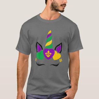 Mardi Gras Unicorn Face Girls Kinder Party Maske u T-Shirt