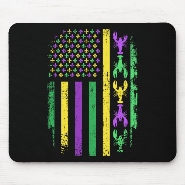 Mardi Gras US-amerikanische Flagge mit Languste Ne Mousepad (Vorne)