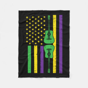 Mardi Gras US-Flagge Gitarre Vintage-Musik Patriot Fleecedecke