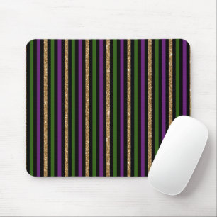 Mardi Gras Vertikale Linien Golden Glitter NOLA Mousepad