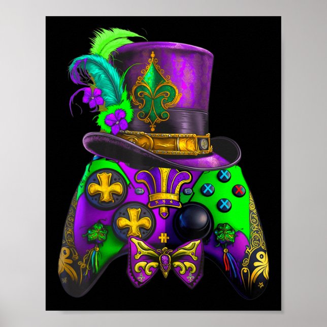 Mardi Gras Video Game Controller E Sport für Kinde Poster (Vorne)