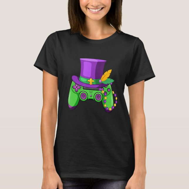 Mardi Gras Video Game Controller Jester Hat Appare T-Shirt (Vorderseite)