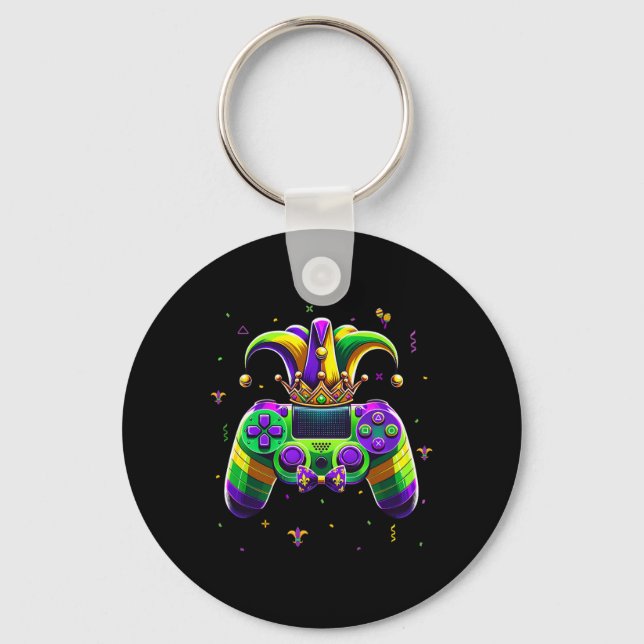 Mardi Gras Video Game Controller Jester Hat Boy Ki Schlüsselanhänger (Vorderseite)