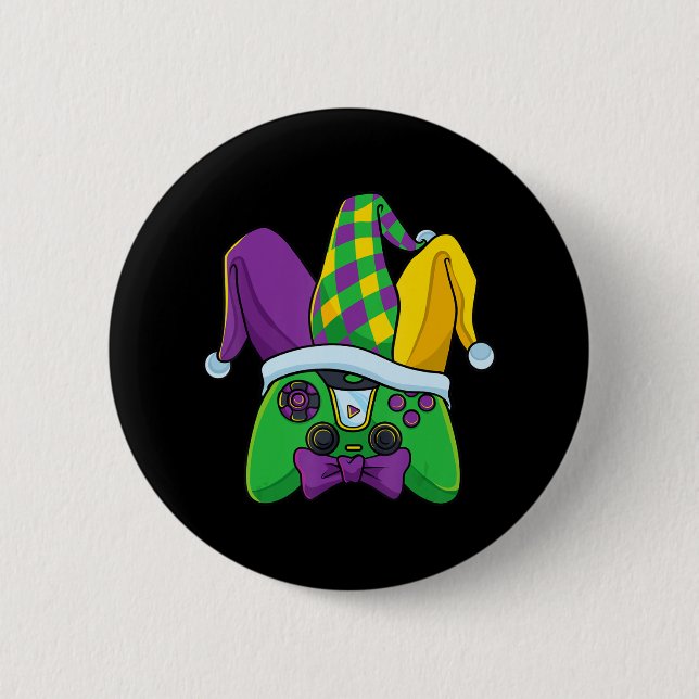 Mardi Gras Video Game Controller Jester Hat Costum Button (Vorderseite)