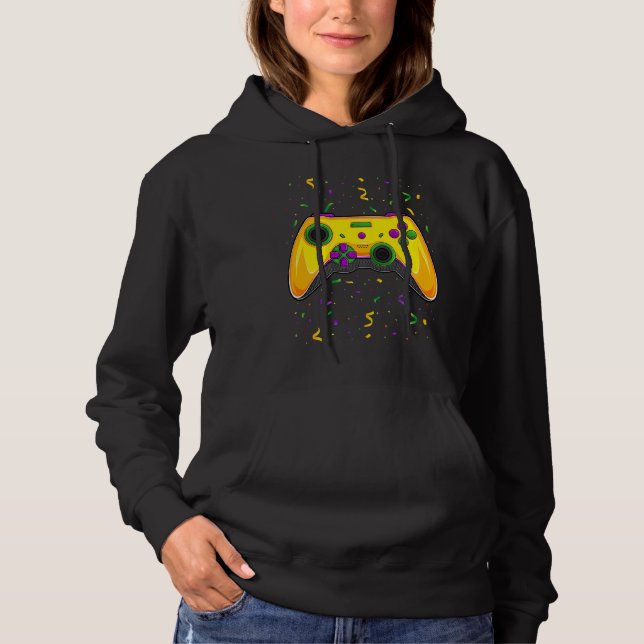Mardi Gras Video Game Controller Jester Hat Costum Hoodie (Vorderseite)