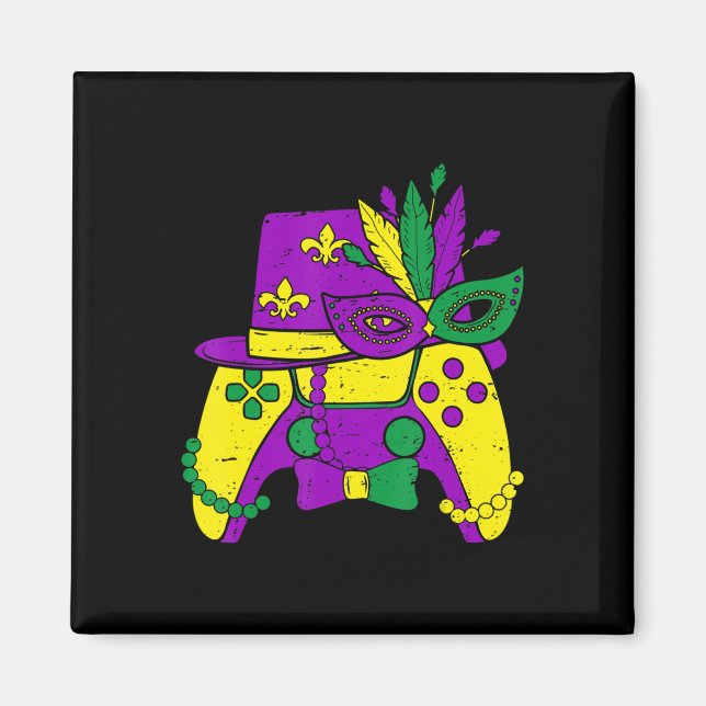 Mardi Gras Video Game Controller Jester Hat Costum Magnet (Vorne)
