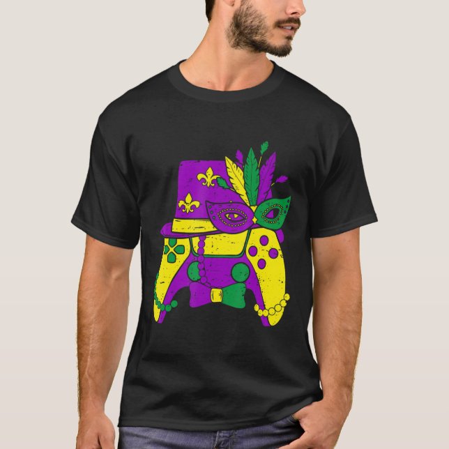 Mardi Gras Video Game Controller Jester Hat Costum T-Shirt (Vorderseite)