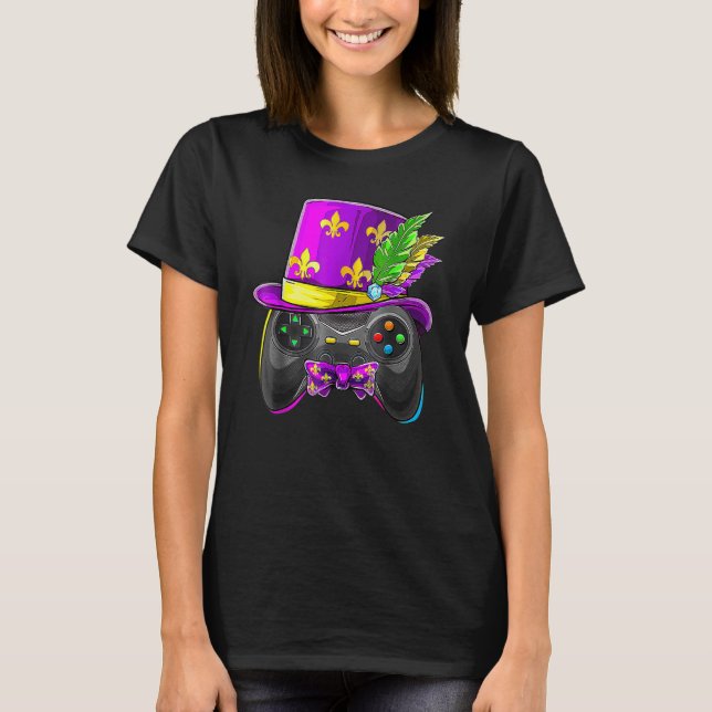 Mardi Gras Video Game Controller Jester Hat Costum T-Shirt (Vorderseite)
