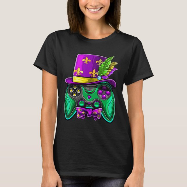 Mardi Gras Video Game Controller Jester Hat Costum T-Shirt (Vorderseite)