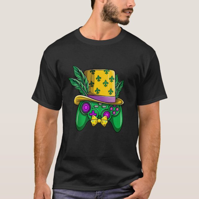 Mardi Gras Video Game Controller Jester Hat Costum T-Shirt (Vorderseite)