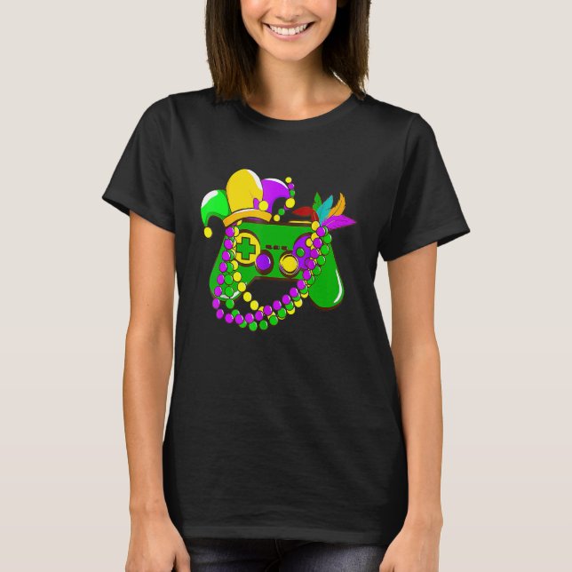 Mardi Gras Video Game Controller Jester Hat Costum T-Shirt (Vorderseite)