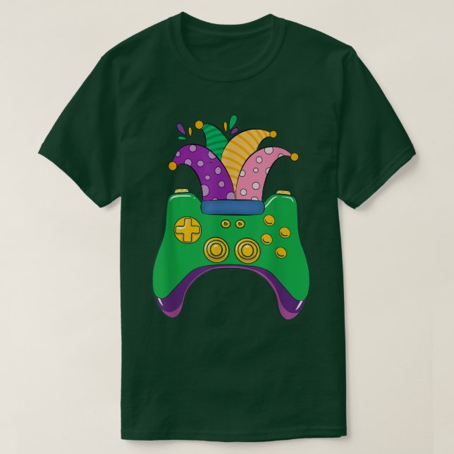 Mardi Gras Video Game Controller Jester Hat Gamer  T-Shirt (Design vorne)