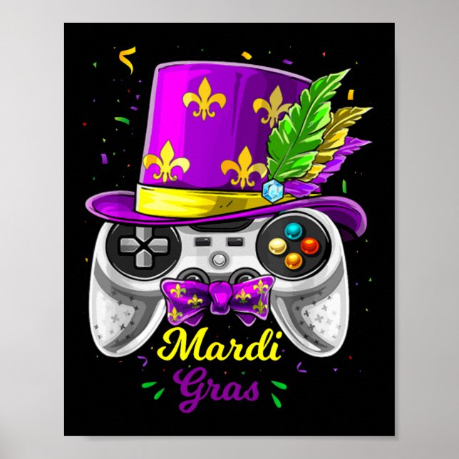 Mardi Gras Video Game Controller Jester Mask Costu Poster (Vorne)