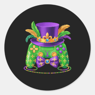 Mardi Gras Videospiel-Controller-Jester-Hut-Gamer Runder Aufkleber