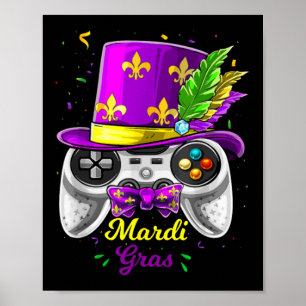 Mardi Gras Videospiel-Controller-Jester-Maskenkost Poster