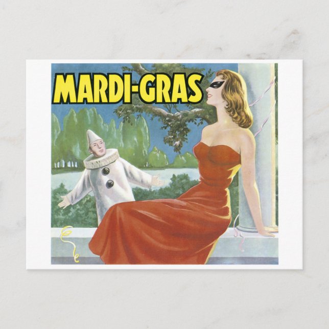 MARDI-GRAS VINTAG ART POSTER POSTKARTE (Vorderseite)