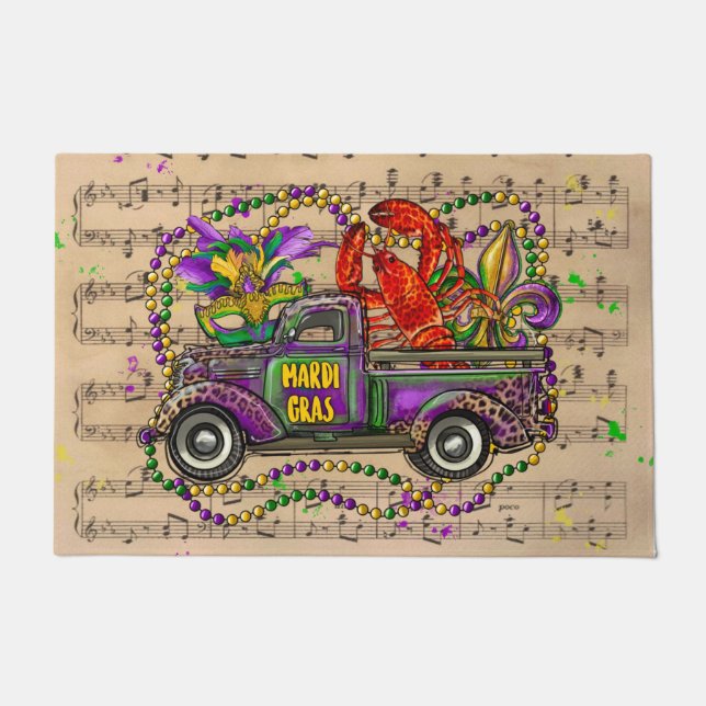 Mardi Gras Vintag Truck Krakische Lilie Fußmatte