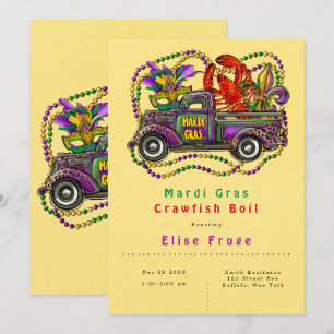 Mardi Gras Vintage-Lastwagen-Krebs-Kochfest  Einladung