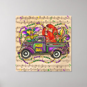 Mardi Gras Vintage LKW Musik Fleur de Lis Leinwanddruck