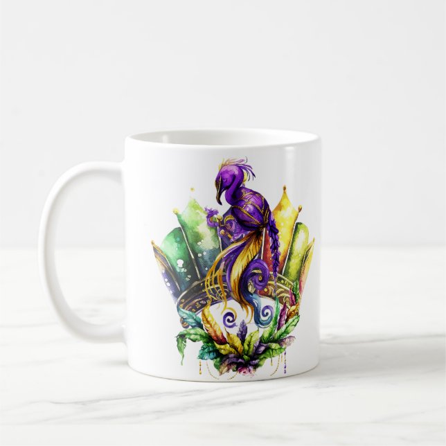 Mardi Gras - Vogel und Krone Kaffeetasse (Links)