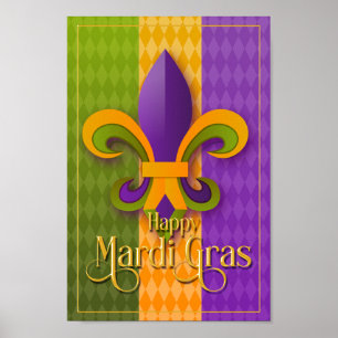 Mardi Gras Wall Art, Mardi Gras Fleur de Lis Poster