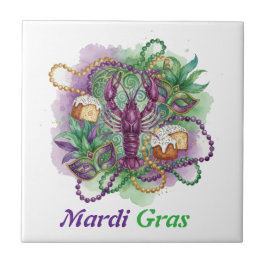 Mardi Gras Watercolor Celebration Fliese