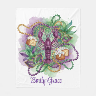 Mardi Gras Watercolor-Feier  Fleecedecke