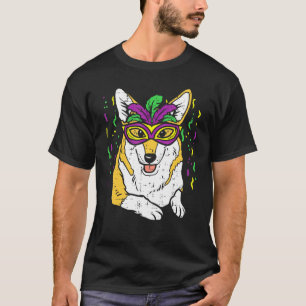 Mardi Gras Welsh Corgi Karneval Party Hundebesitze T-Shirt