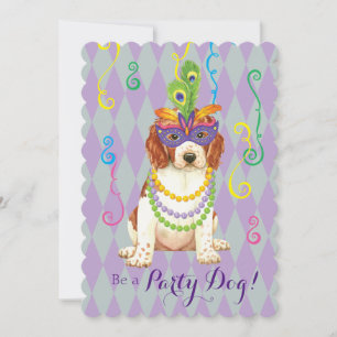 Mardi Gras Welsh Springer Spaniel Einladung