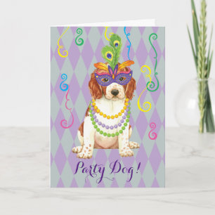 Mardi Gras Welsh Springer Spaniel Karte