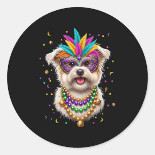 Mardi Gras Westie-Hundefest Runder Aufkleber