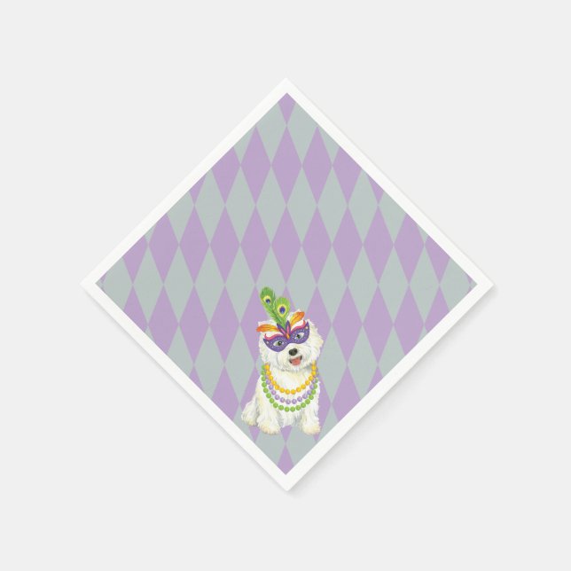 Mardi Gras Westie Serviette (Ecke)
