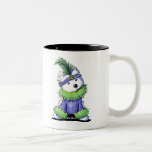 Mardi Gras Westie Zweifarbige Tasse