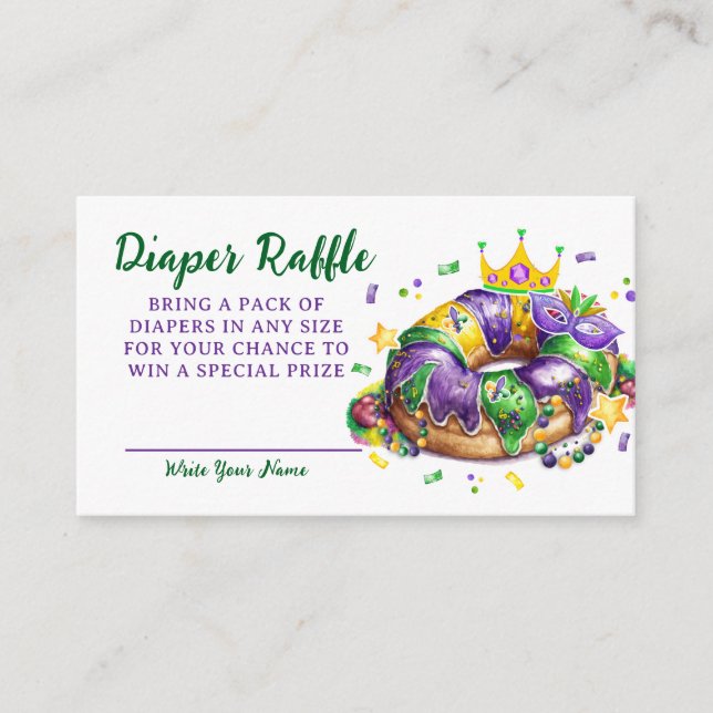 Mardi Gras Windel-Raffle-Anfrage Begleitkarte (Vorderseite)