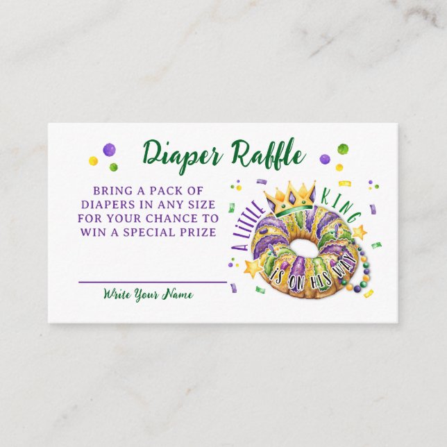 Mardi Gras Windel-Raffle-Anfrage Begleitkarte (Vorderseite)